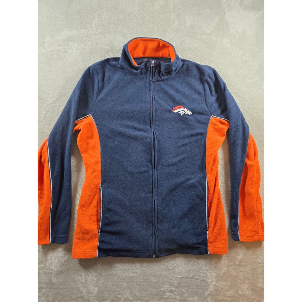 Denver‎ Broncos Jacket Womens L Full Zip Fleece 1st & Fashion Pockets *Read